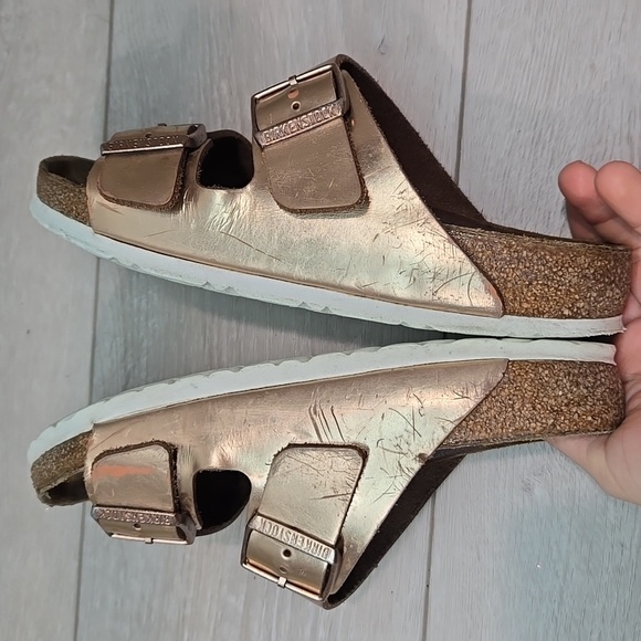 Birkenstock Women Arizona Rose Metallic Sandals Shoes Sz 37/6 Regular - Picture 12 of 14